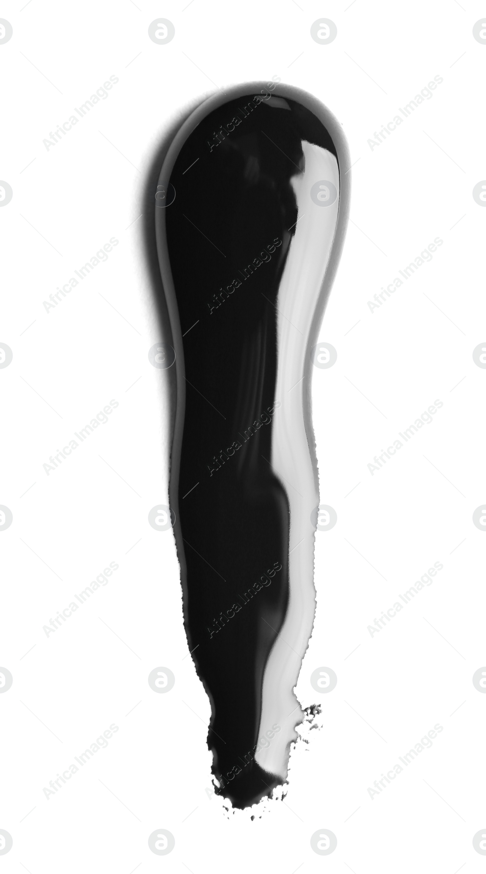 Photo of Abstract brushstroke of black paint isolated on white