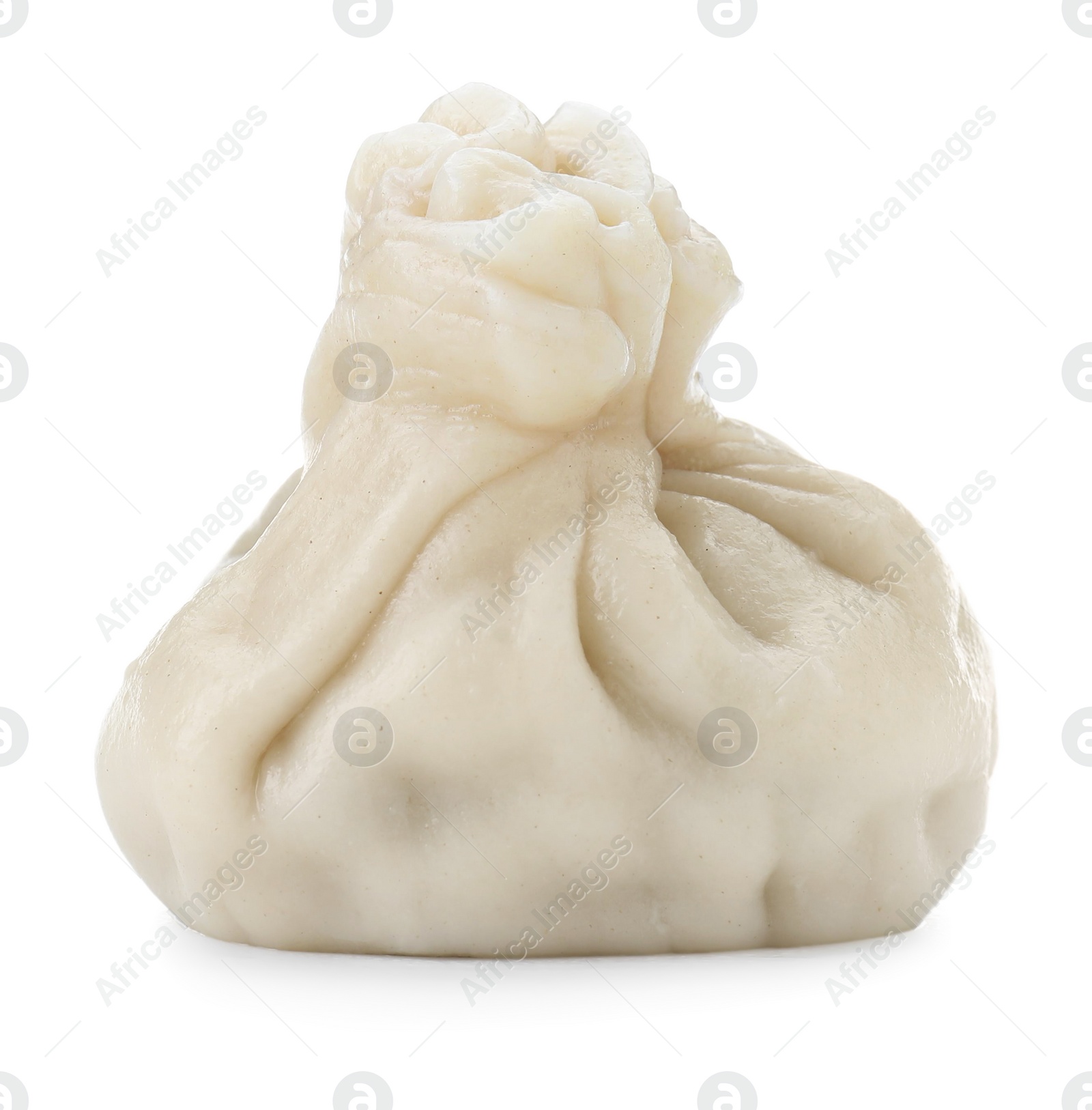 Photo of One tasty khinkali (dumpling) isolated on white. Georgian cuisine