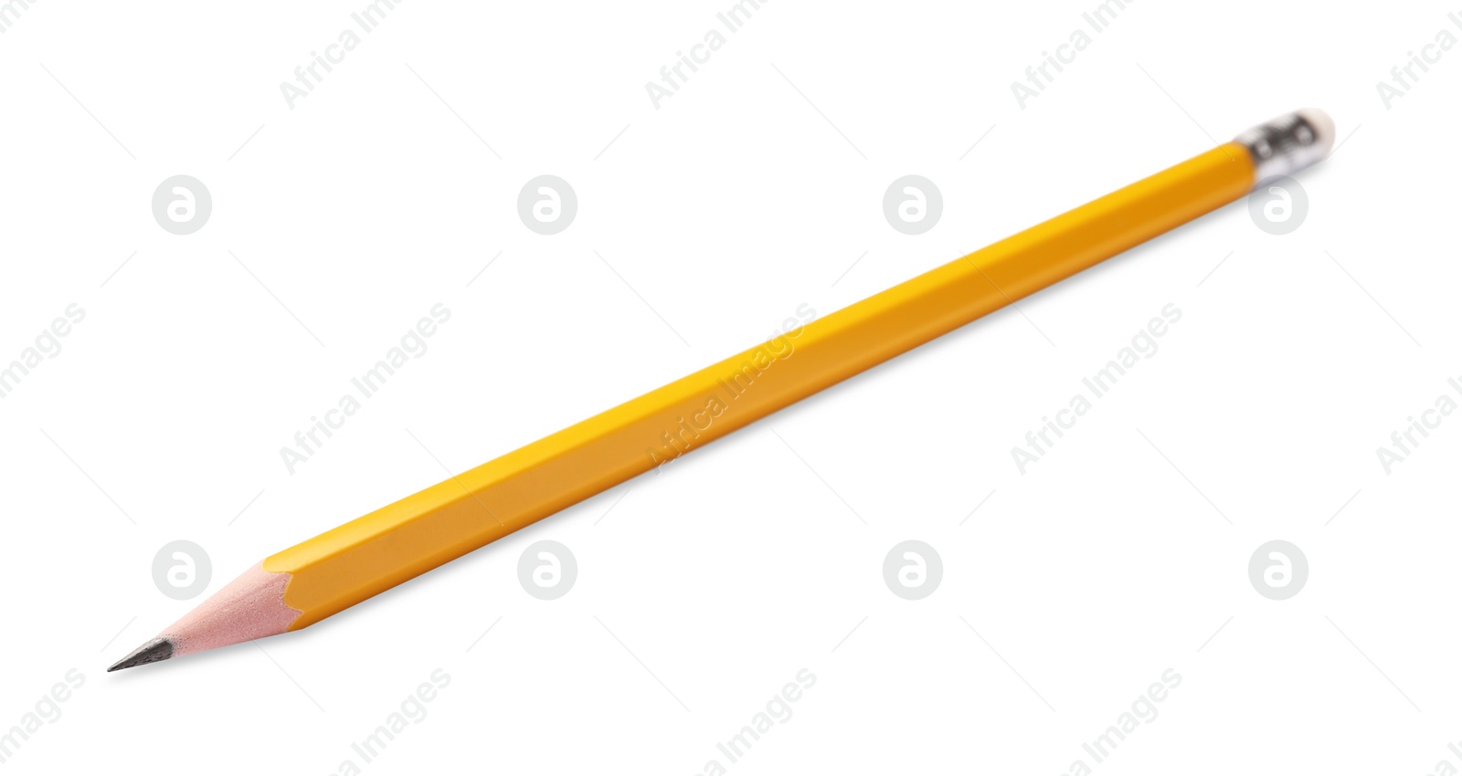 Photo of Graphite pencil with eraser isolated on white. School stationery