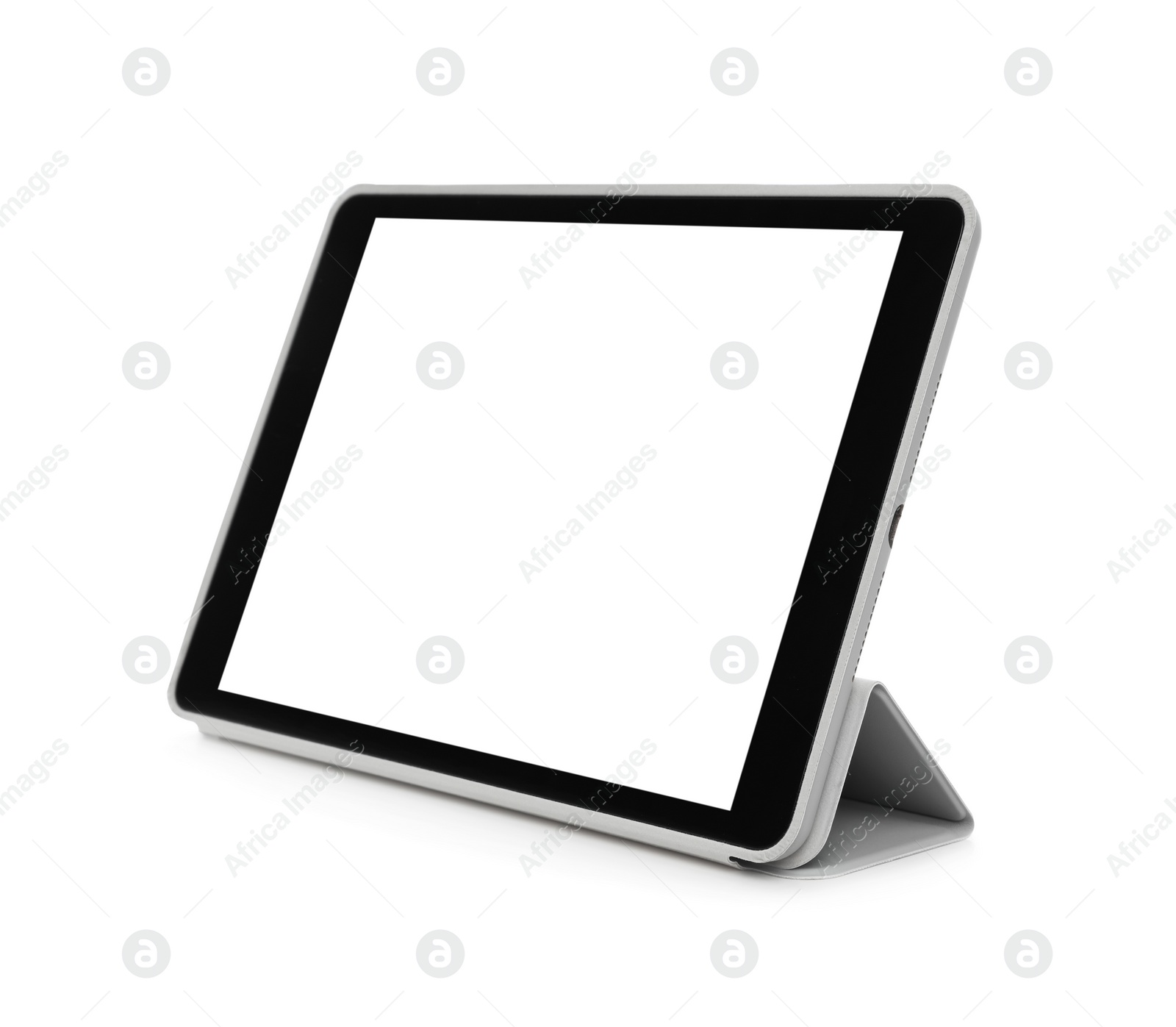 Photo of Tablet computer with blank screen isolated on white. Modern gadget