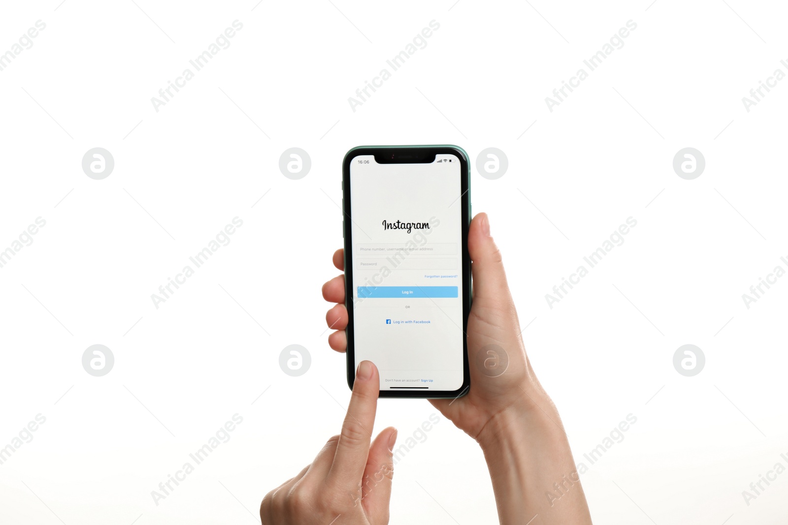 Photo of MYKOLAIV, UKRAINE - JULY 9, 2020: Woman holding  iPhone X with Instagram app on white background, closeup