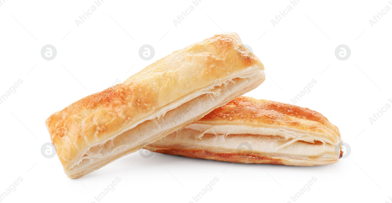 Photo of Delicious fresh puff pastries isolated on white