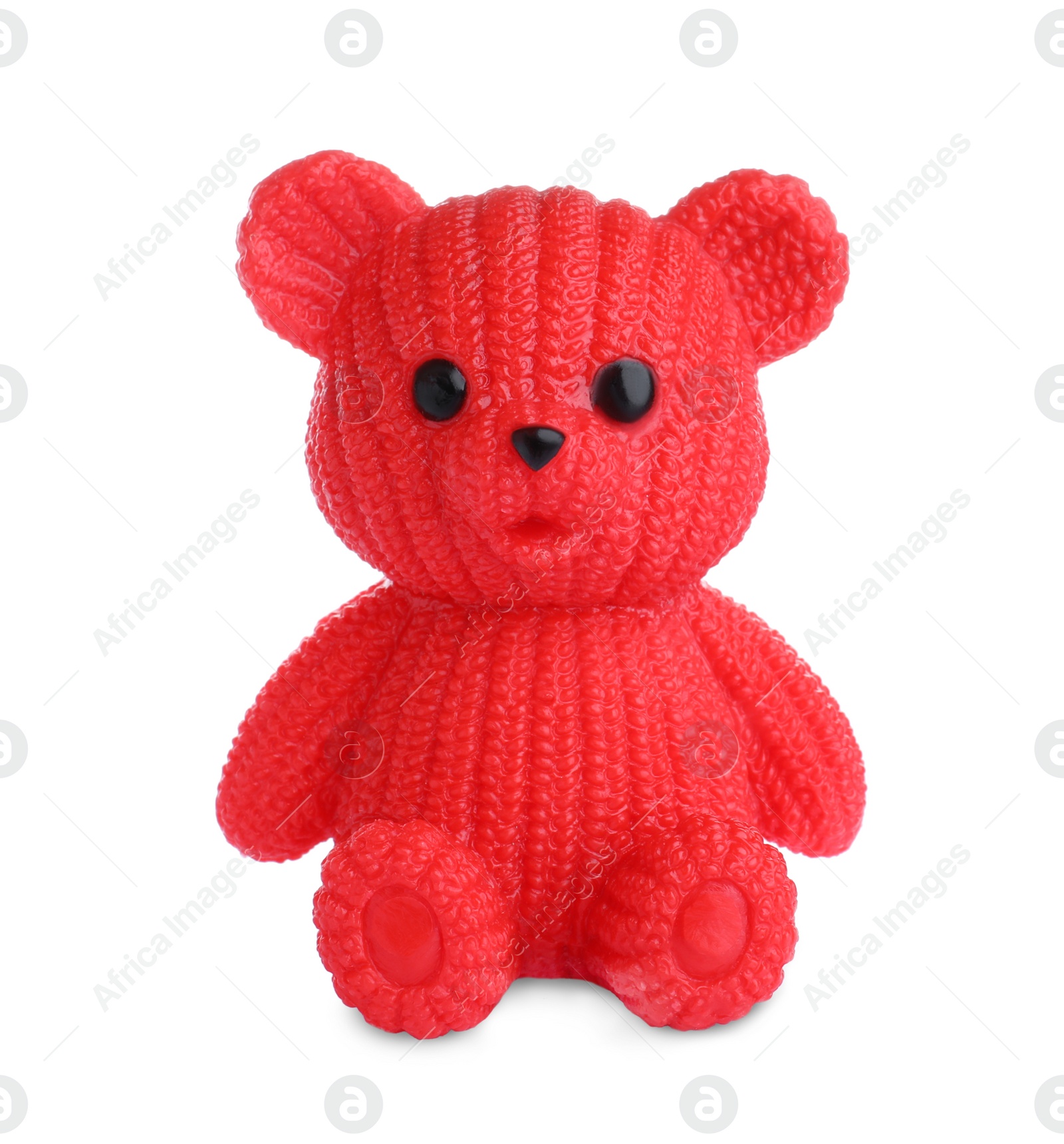 Photo of Adorable red toy bear isolated on white