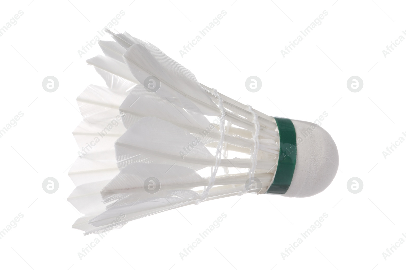 Photo of One feather badminton shuttlecock isolated on white