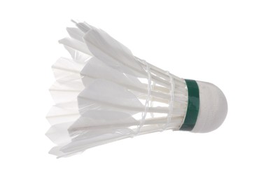 One feather badminton shuttlecock isolated on white