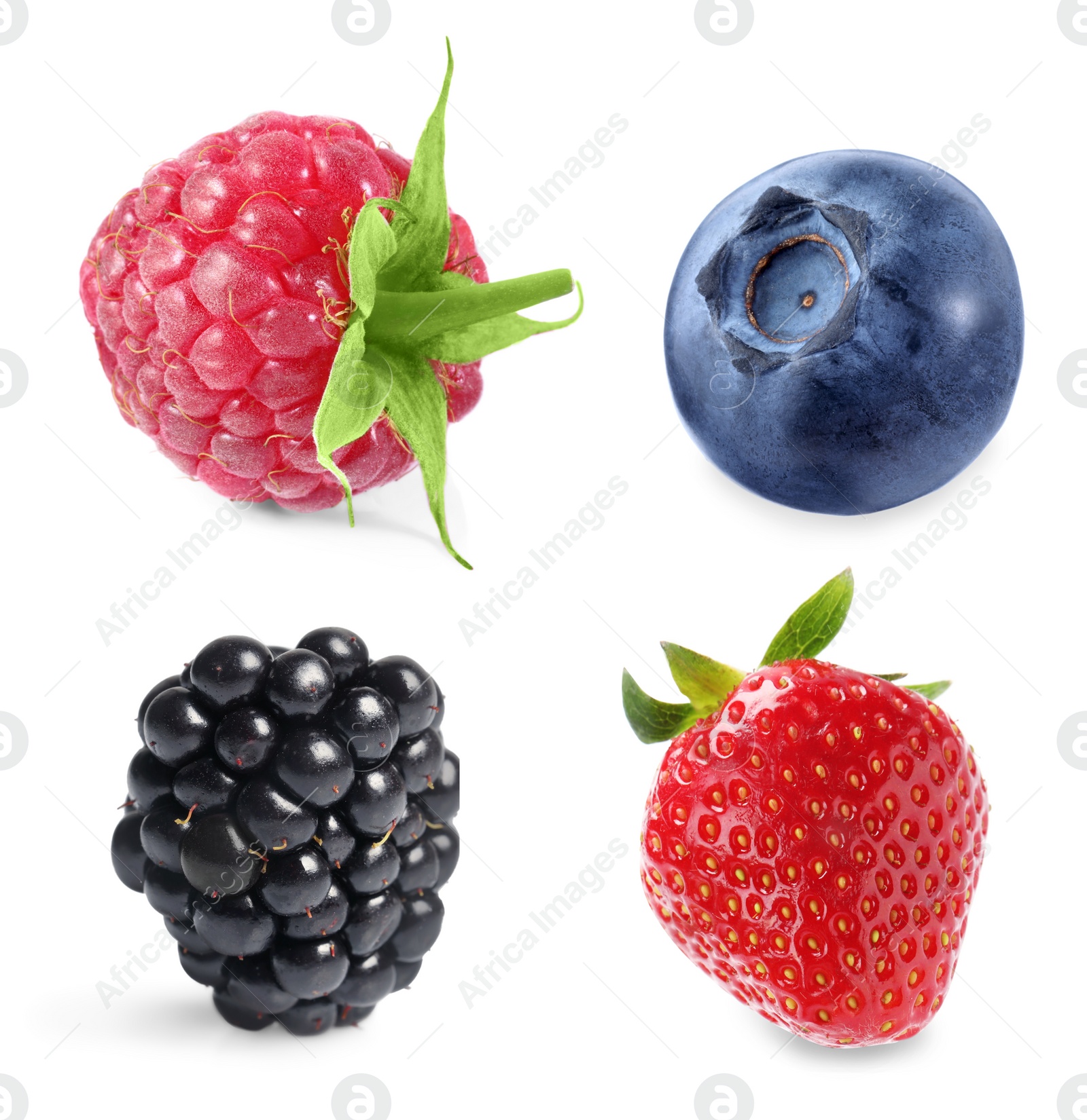 Image of Blackberry, blueberry, strawberry and raspberry isolated on white