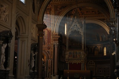 ROME, ITALY - FEBRUARY 2, 2024: Interior of Archbasilica in Basilica of St. John Lateran