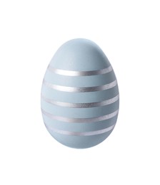 Photo of One striped Easter egg isolated on white