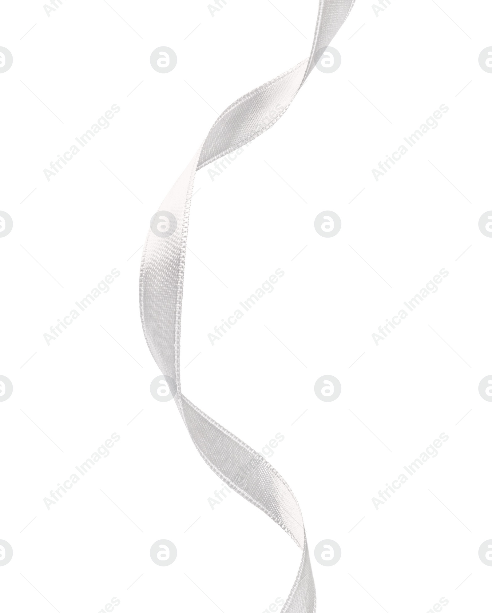 Image of One white satin ribbon isolated on white