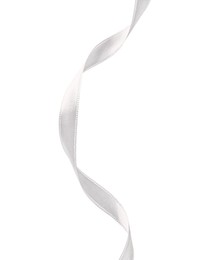 Image of One white satin ribbon isolated on white