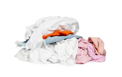 Pile of colorful clothes isolated on white