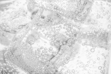 Image of Closeup view of soda water with ice