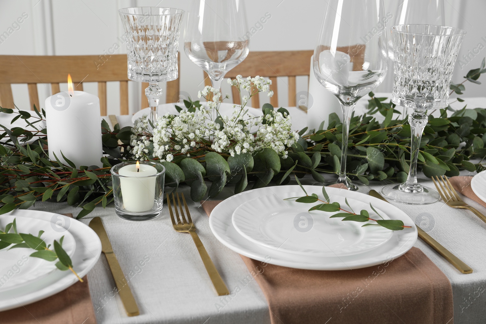 Photo of Stylish elegant table setting for festive dinner indoors