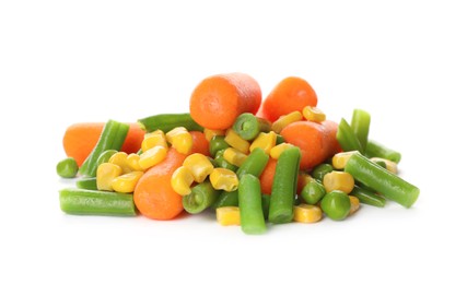 Photo of Mix of fresh vegetables on white background