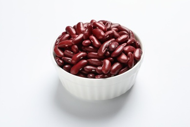 Bowl with beans on white background. Natural food high in protein