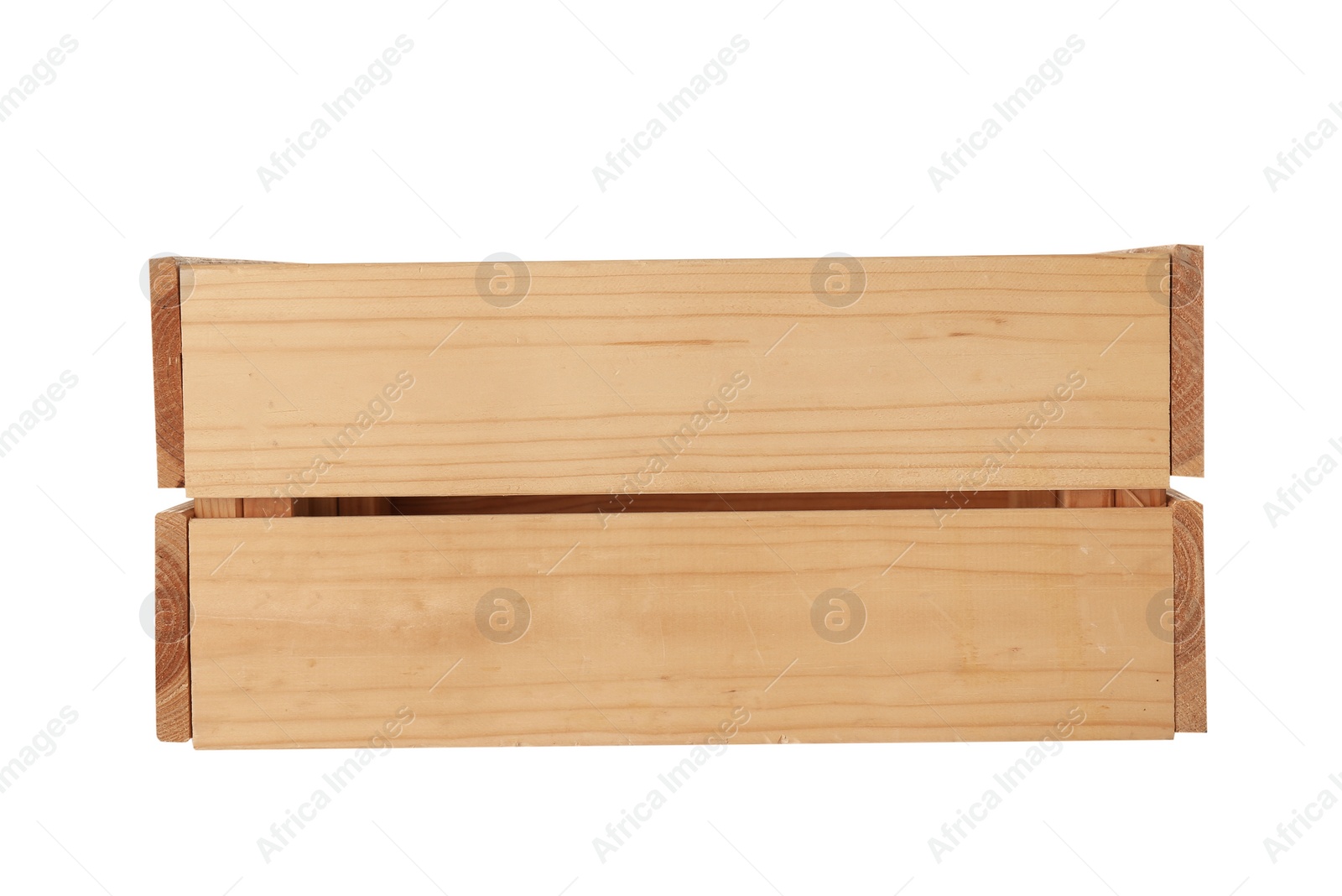 Photo of Wooden crate on white background. Shipping container