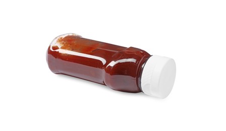 Bottle of tasty ketchup isolated on white
