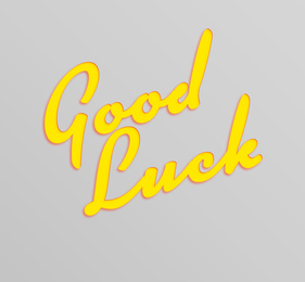 Image of Good luck wish. Creative card with text