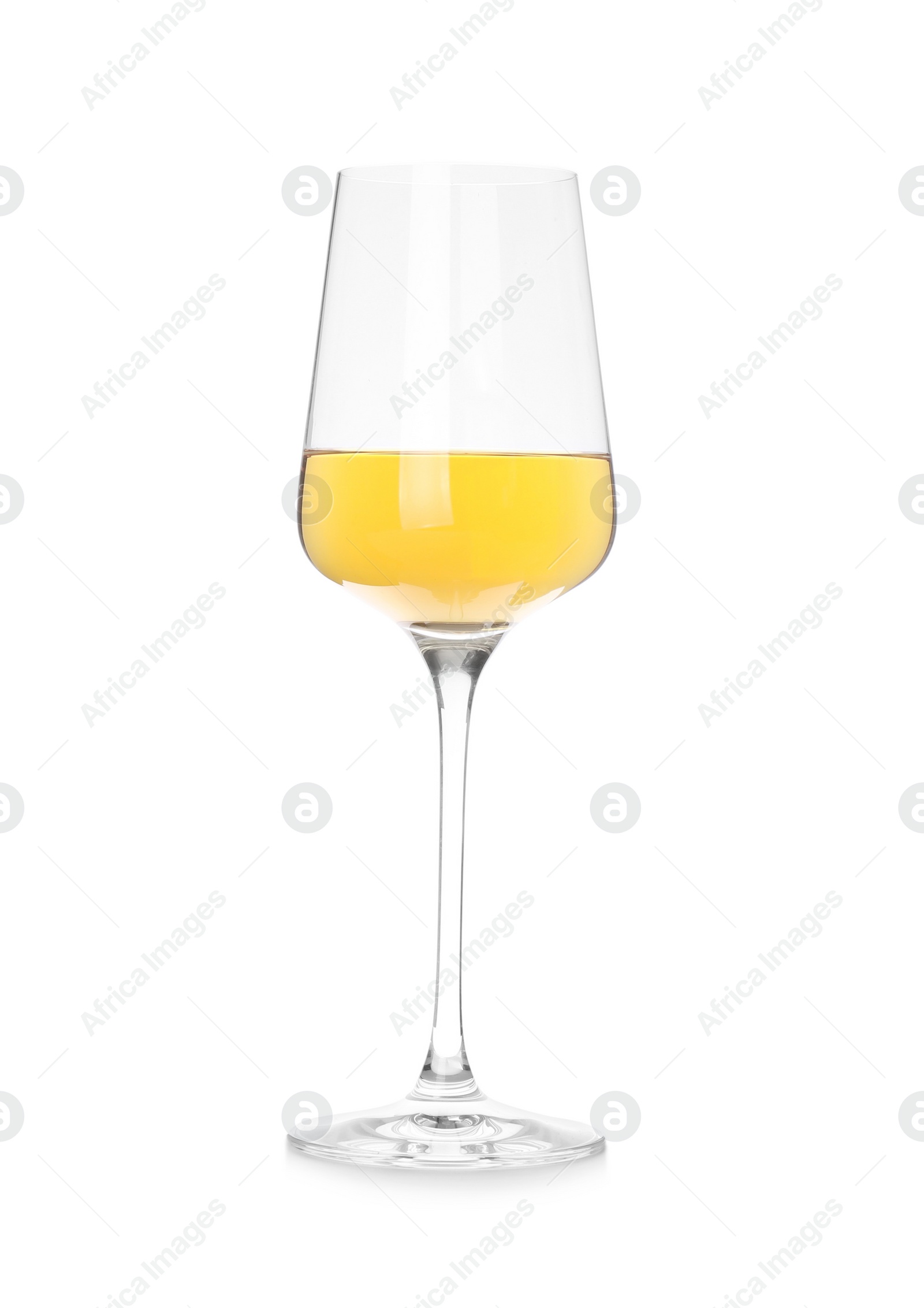 Photo of Glass of delicious wine isolated on white