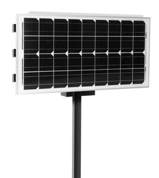 Image of Modern solar panel isolated on white. Alternative energy source 