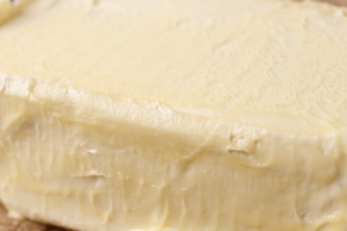 Photo of Tasty homemade butter as background, closeup view