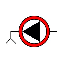 International Maritime Organization (IMO) sign, illustration.  Emergency bilge pump