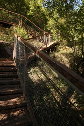 Photo of View of empty old stairs in park