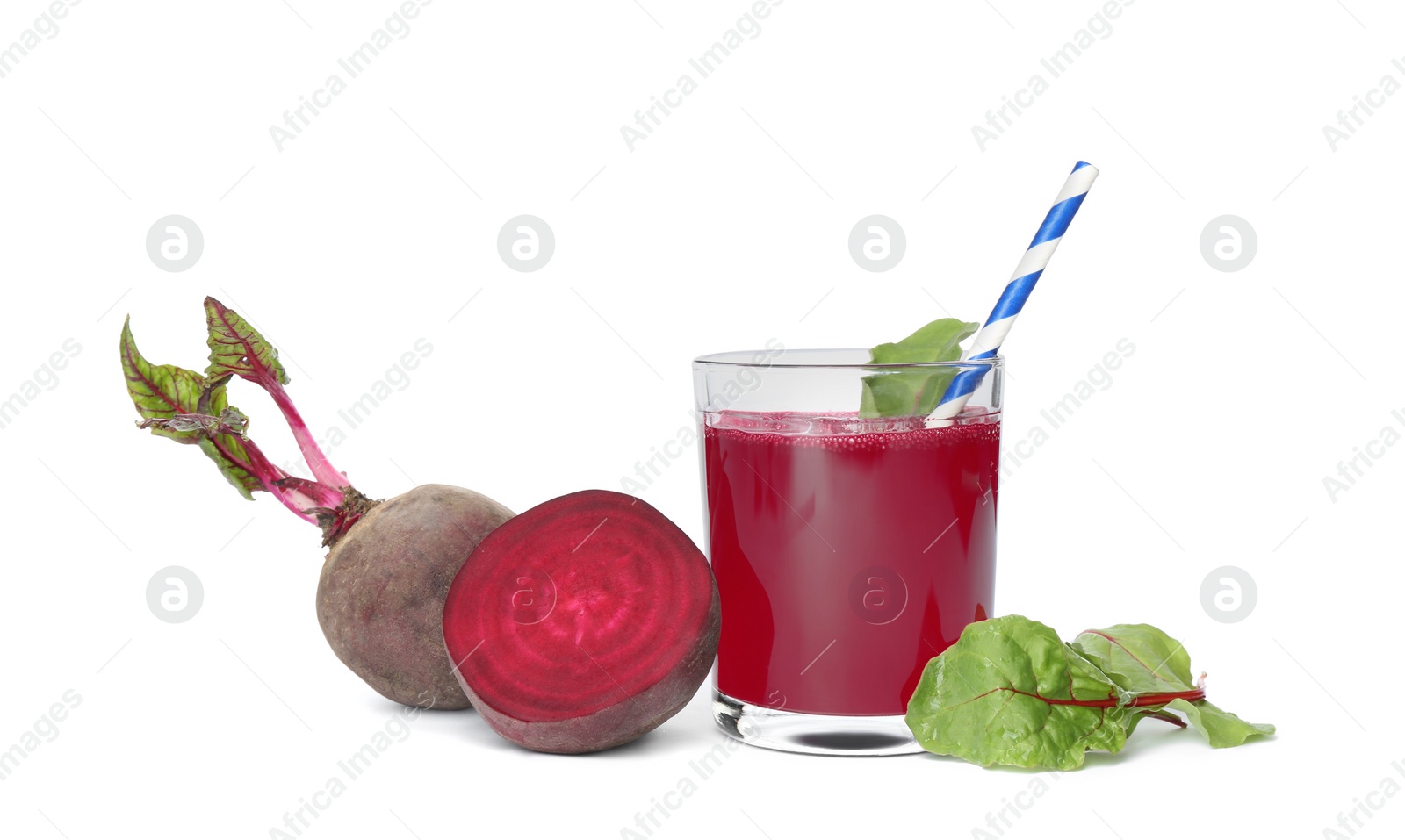 Photo of Freshly made beet juice isolated on white