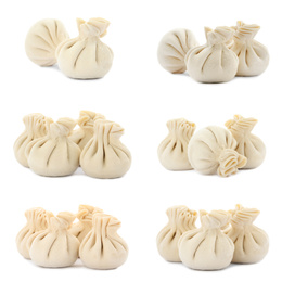 Image of Set of uncooked dumplings isolated on white