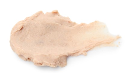 Photo of Smear of delicious liverwurst isolated on white