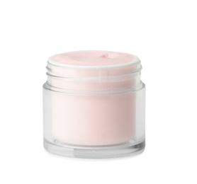 Jar of body cream on white background