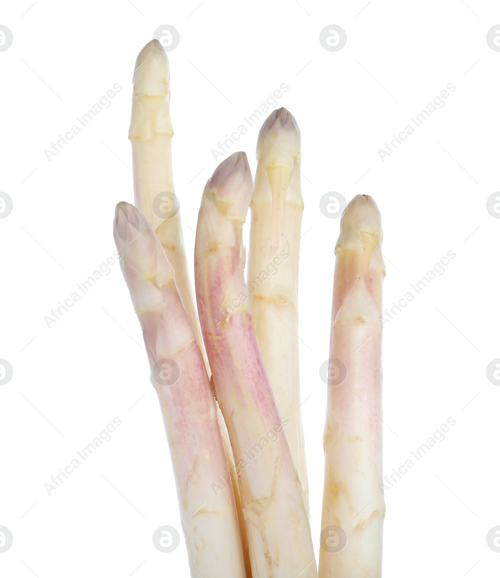 Photo of Fresh ripe asparagus isolated on white, closeup