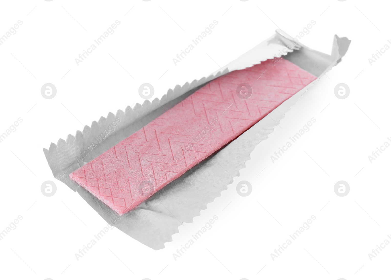 Photo of Unwrapped stick of chewing gum isolated on white