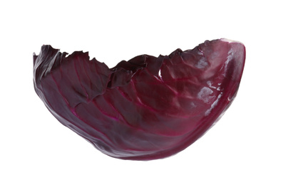 Photo of Leaf of red cabbage isolated on white