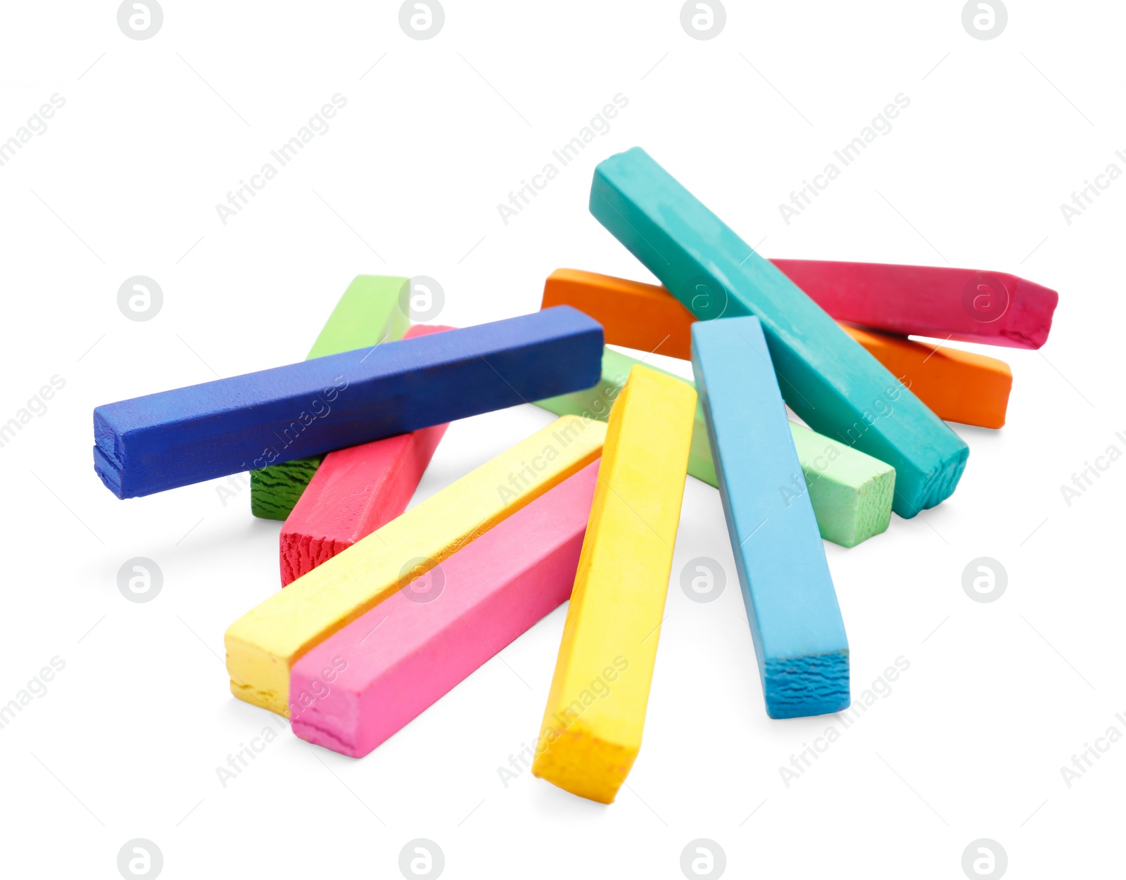 Photo of Colorful pastels on white background. Drawing materials