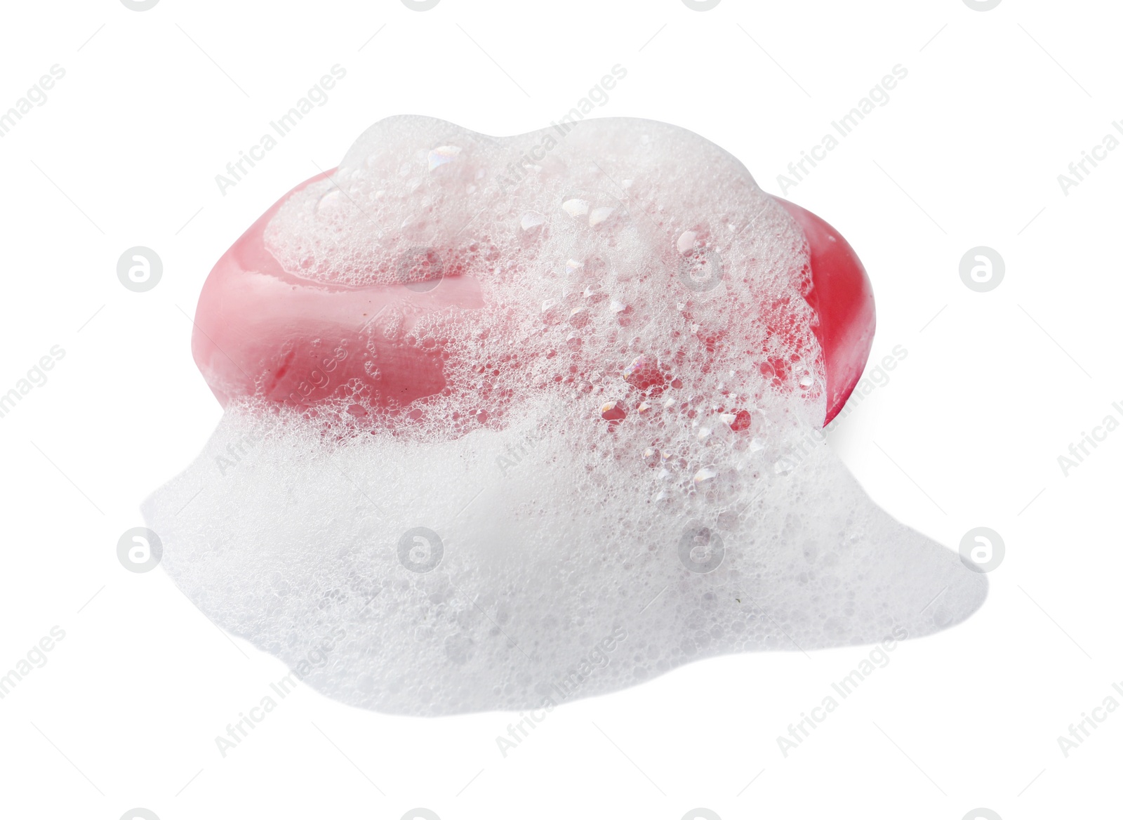 Photo of Soap with fluffy foam isolated on white