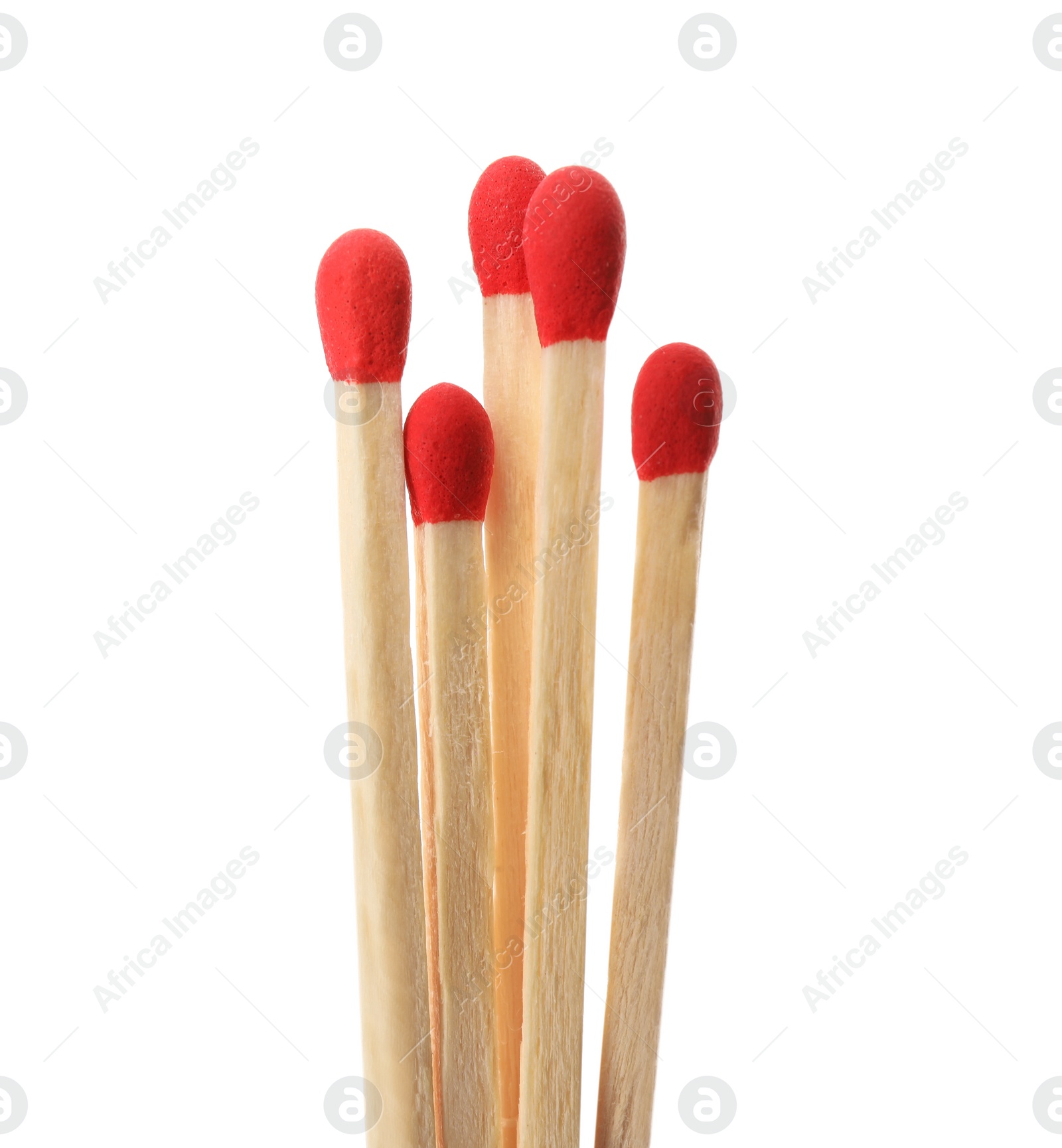 Photo of Matches with red heads on white background