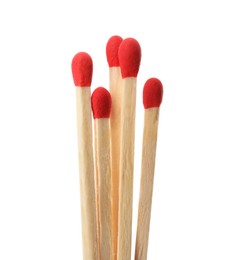 Photo of Matches with red heads on white background