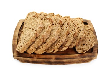 Photo of Freshly baked cut sourdough bread isolated on white