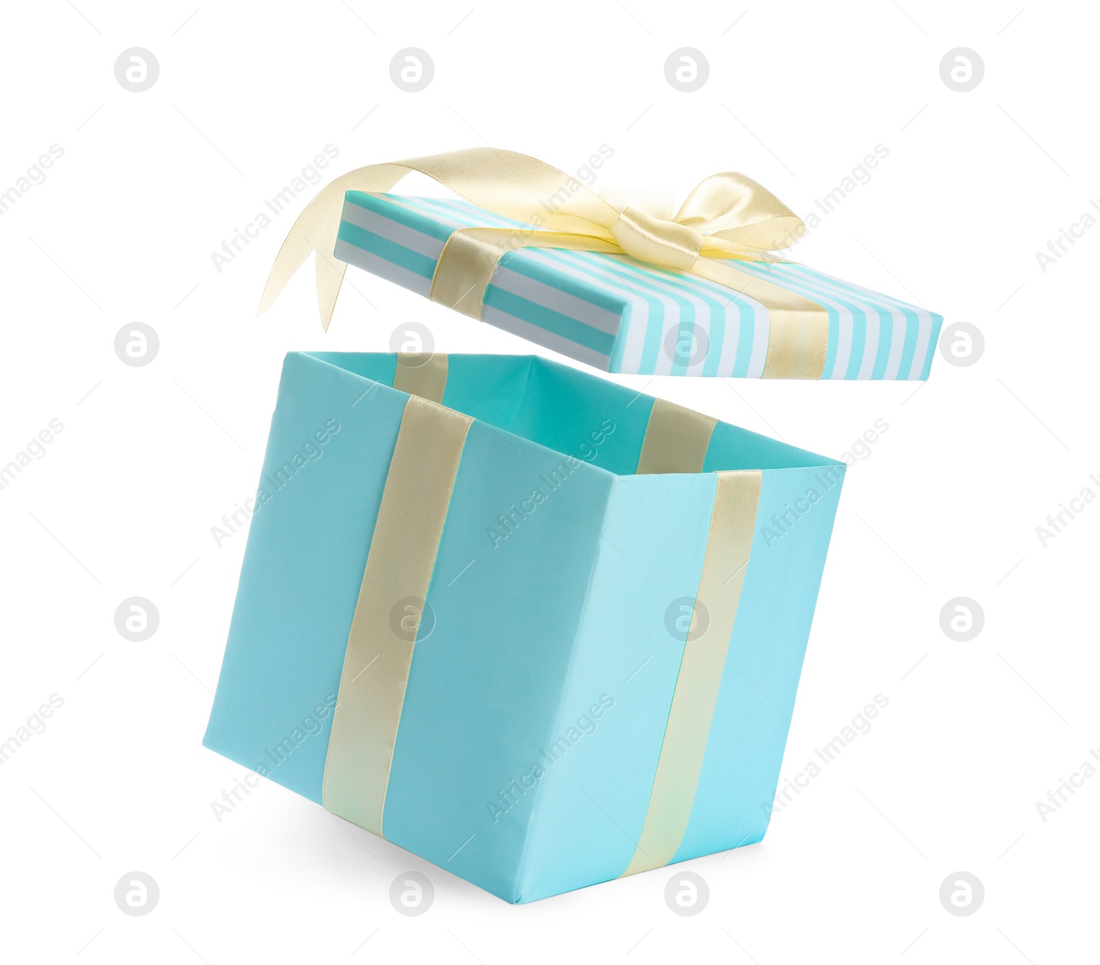 Photo of Beautifully decorated gift box on white background