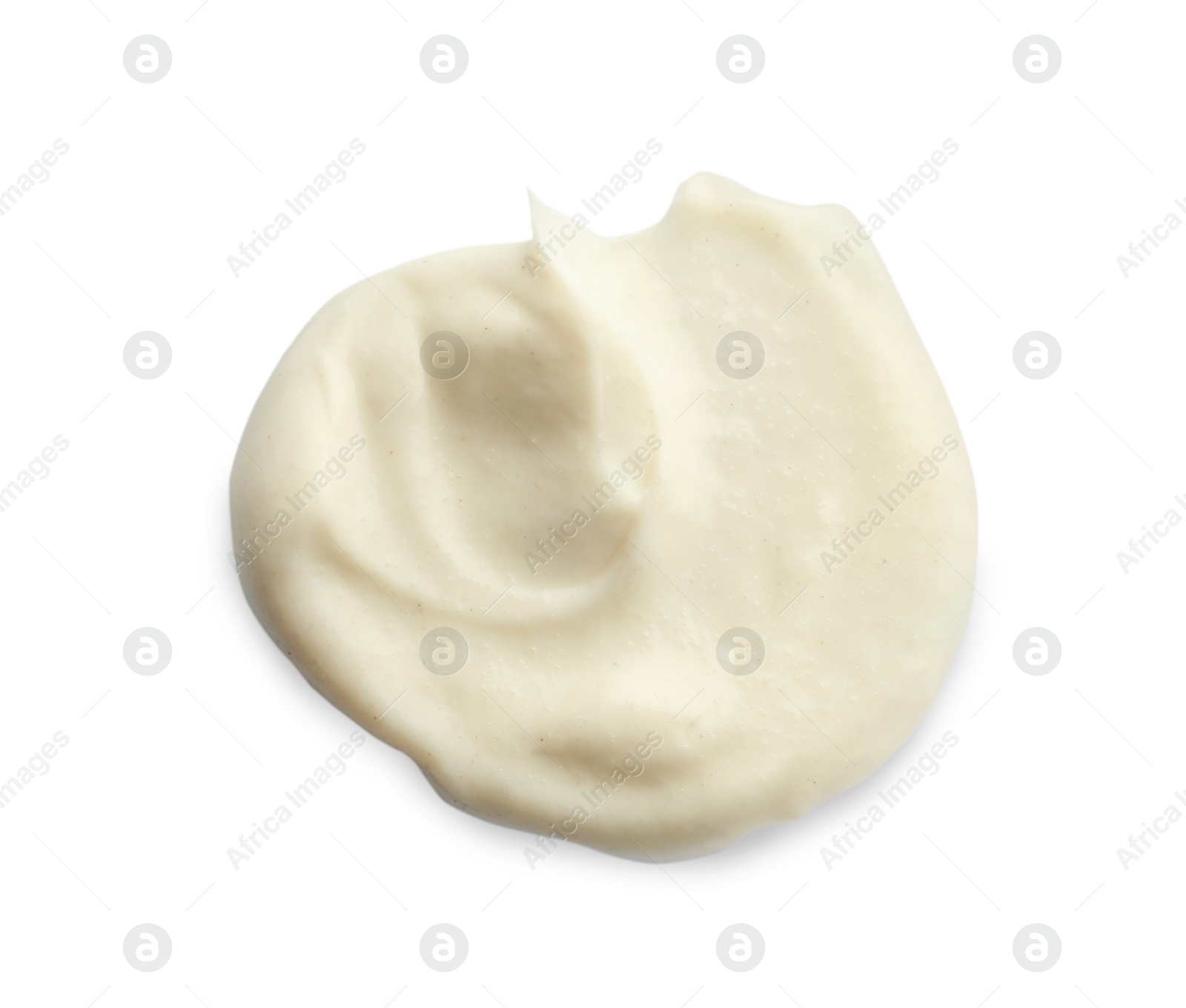 Photo of Sample of facial cream isolated on white, top view