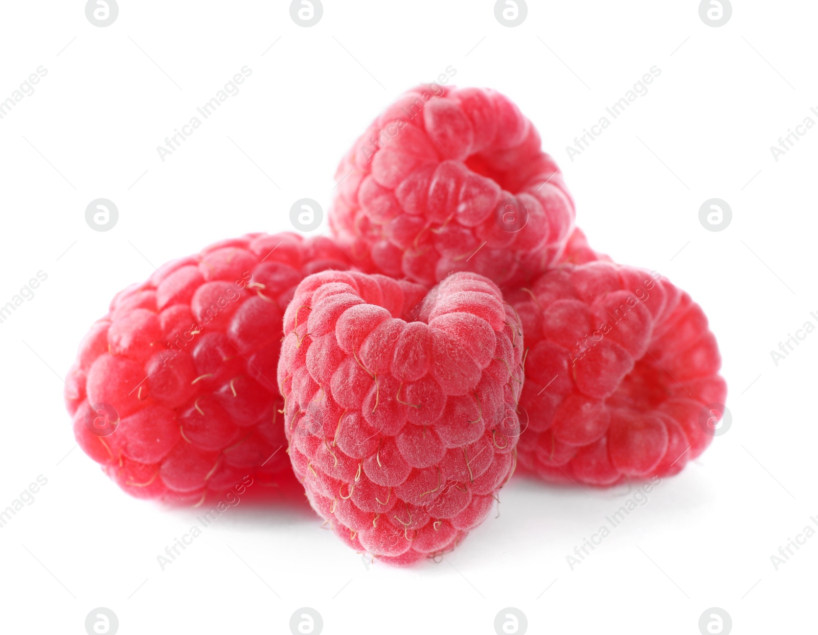 Photo of Delicious fresh ripe raspberries isolated on white