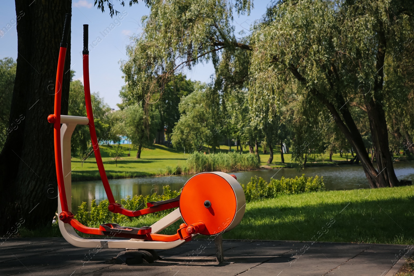 Photo of Outdoor gym with exercise machine in park