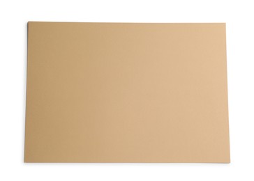 Photo of Sheet of brown paper on white background, top view