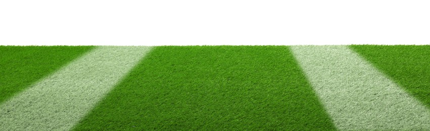 Image of Green grass with markings on white background