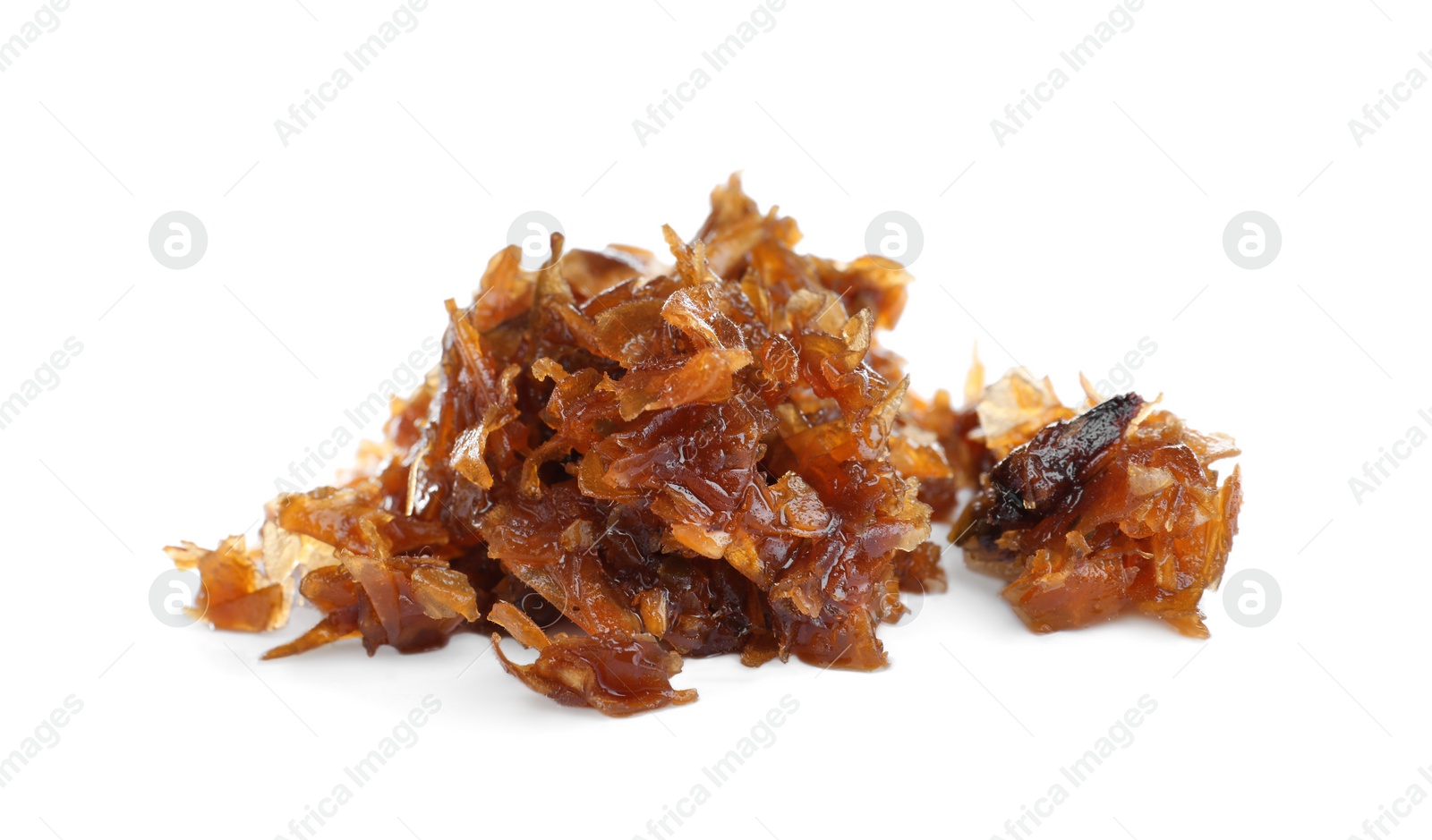 Photo of Pile of hookah tobacco on white background