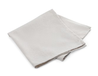 Photo of One light grey kitchen napkin isolated on white