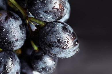 Photo of Bunch of fresh ripe juicy grapes as background. Closeup view