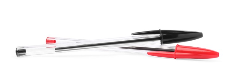 New black and red plastic pens isolated on white