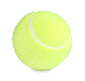 Photo of Bright green tennis ball isolated on white